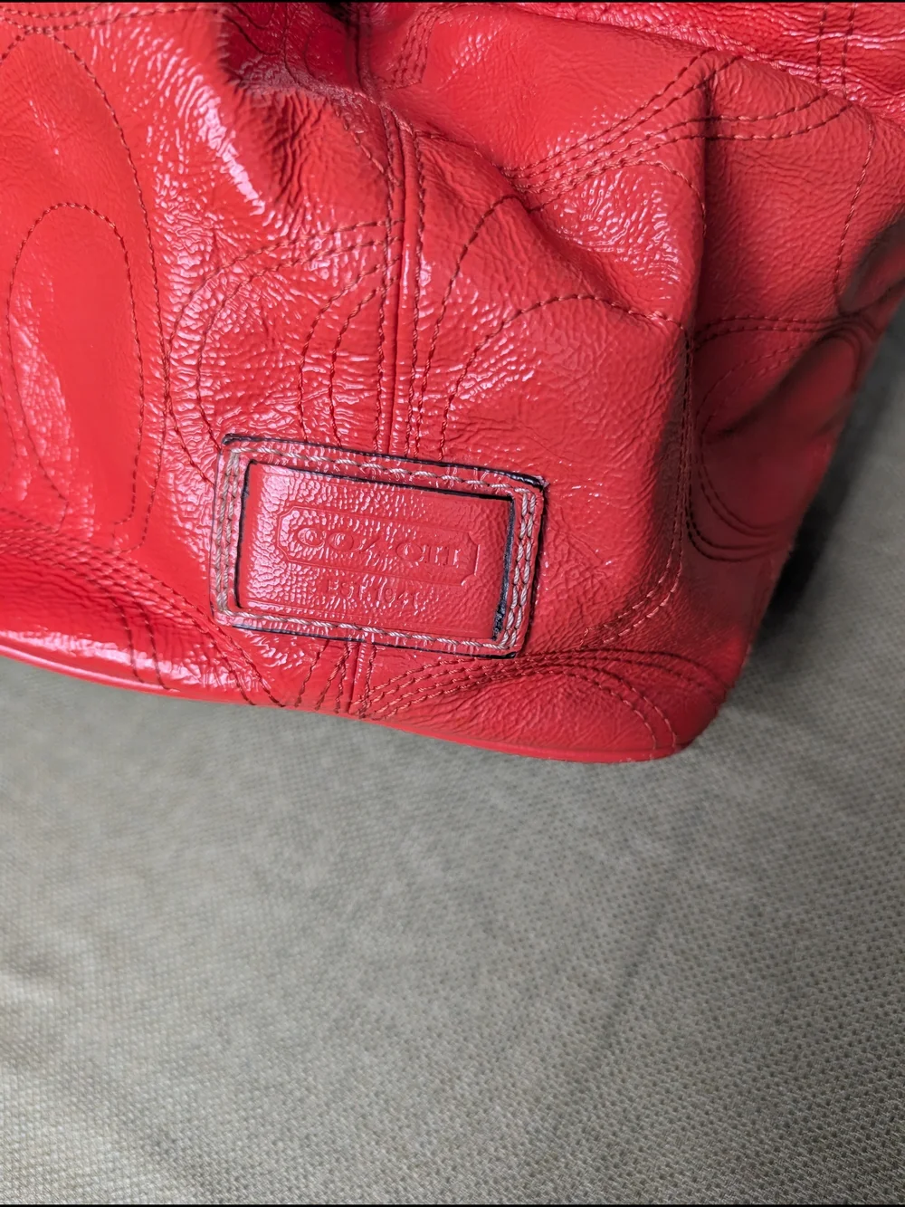 Coach Coral Leather Satchel with Signature Stitching